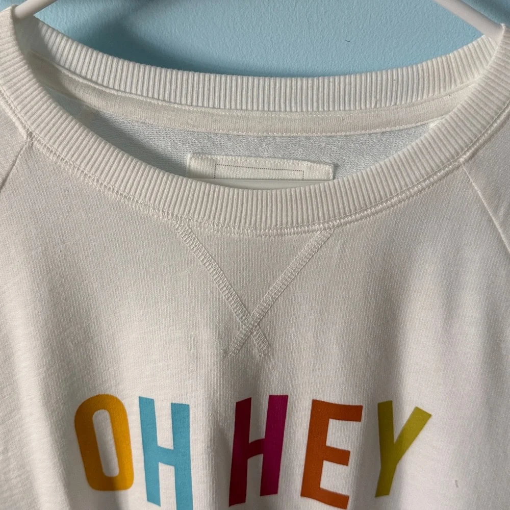 White 'OH HEY VACAY' Sweatshirt L - Picture 6 of 8